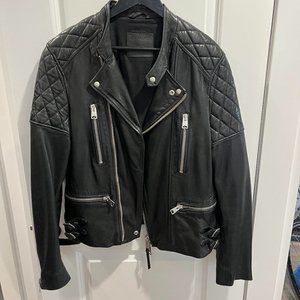 All Saints Leather Jacket (Mens, Black, size:M)